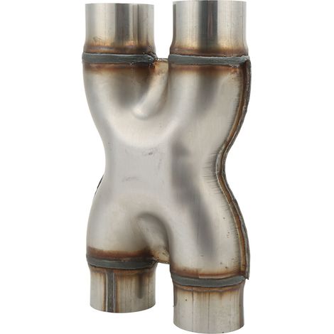 Adaptateur de tuyau d'échappement double pour automobile, tuyau de sortie d'échappement en acier inoxydable 409 en forme de X, diamètre intérieur de 76 mm. (1/5)