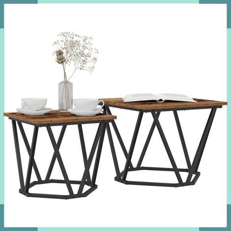 868271 Ensemble de tables d'appoint 2 pcs bois recyclé (1/5)