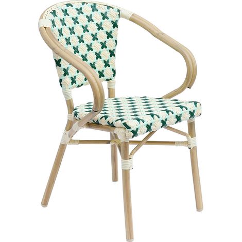 Oviala – Fauteuil de jardin empilable en aluminium et rotin – Résistant aux intempéries – Accoudoirs confortables – Hauteur d'assise 45 cm
