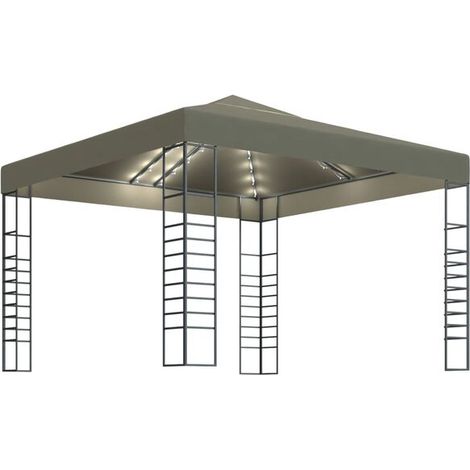 Une tente avec des guirlandes lumineuses LED de 3x3 mètres, gris-brun. (1/5)