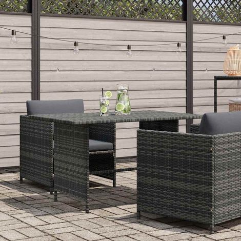 Maison Exclusive - Garten-Esstisch Grau 110x70x65 cm Poly Rattan (1/5)