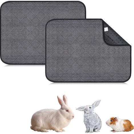 Lot de 2 tapis de cage lavables, imperméables et absorbants pour cobayes, lapins nains et autres petits animaux. (1/2)