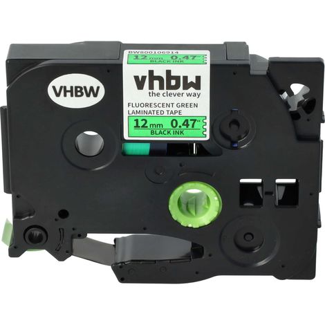 vhbw Label Tape compatible with Brother ST 1150, 1150DX, 5 Label Printer 8m x 12 mm, Black on Neon-Green (1/4)