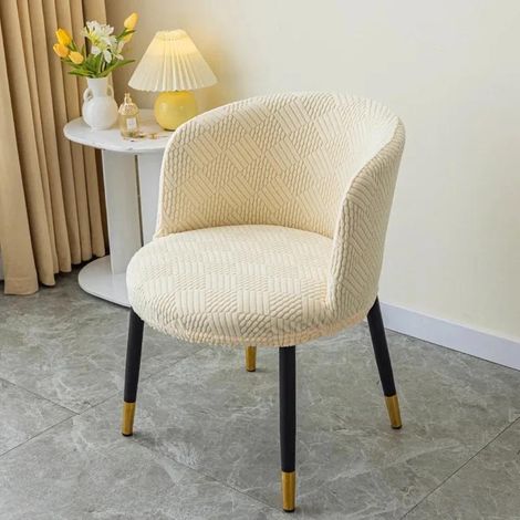 Housse de chaise incurvée, housse de coiffeuse, housse de chaise demi-cercle, housse de baguettes (Type D - Snow Bud - Beige, 1 pièce) (1/5)
