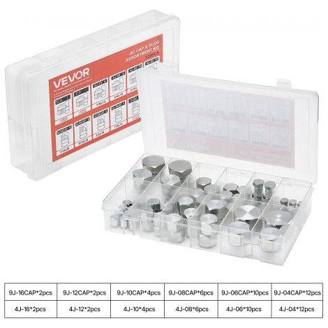 Raccords Hydrauliques JIC 72 PCS Kit Bouchons Hydrauliques Robustes en Acier Galvanisés avec Filetage de Précision, Kit Raccords de Tuyau Hydraulique, Tailles de Tableau de Bord 4/6/8/10/12/16 (1/3)