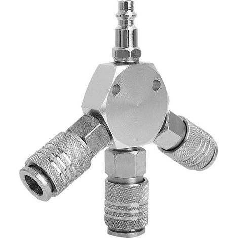 Répartiteur à air comprimé en Y - Raccord rapide - 3 voies - Raccord pneumatique - Raccord rapide - 1/4 F-NPT (1/5)