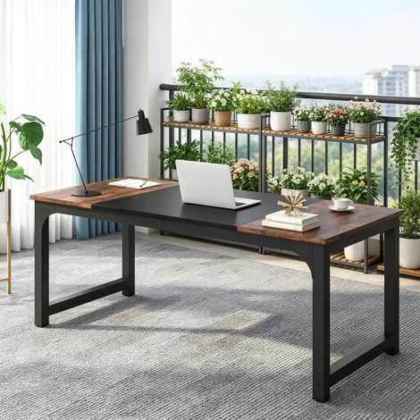 Bureau double pour ordinateur - Grand poste de travail pour la maison et le bureau (1/5)