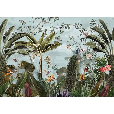 Papier peint panoramique - Forêt Tropicale Oiseaux - 457 cm x 320 cm (1/2)