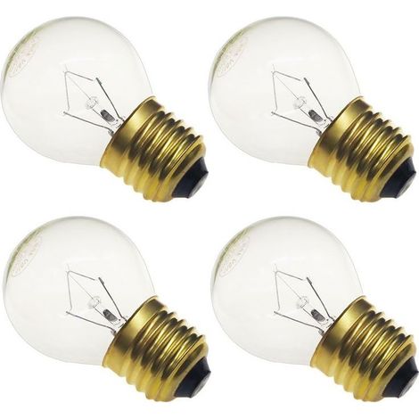 Ampoule pour four 40 W Haute température 230 V Transparente 415 lumens Culot E27 en laiton moyen Lot de 4 (G45) (1/5)