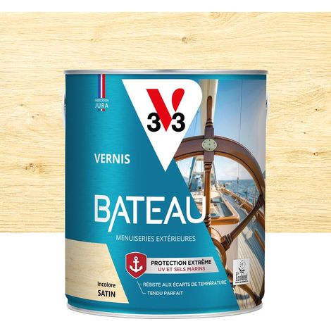 Vernis bois extérieur Incolore satin - Vernis bateau - Protection extrême UV et sels marins - Résistance aux écarts de températures - 2,5L (1/4)