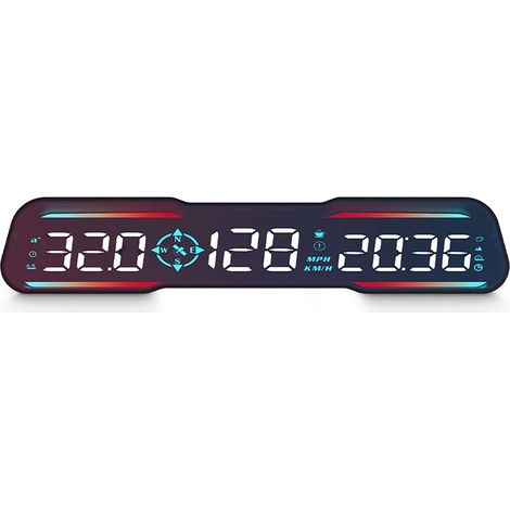 Display Head-Up per auto, AMROOLOO Auto Car HUD, tachimetro di nuova concezione, visualizzazione di velocità, ora, ecc. MPH e KM/H, con avviso di velocità eccessiva e avviso di affaticamento