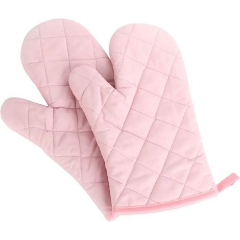 Gants de cuisine résistants à la chaleur, maniques épaisses et isolantes, gants de pâtisserie, coton, 1 paire, rose (1/4)