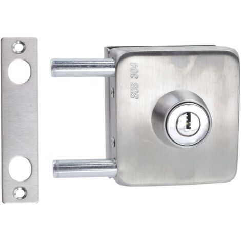 Stainless steel sliding glass door lock with 3 keys. Commercial entry lock for glass door. Suitable for 10-12mm sliding glass doors. (1/4)