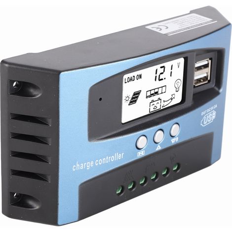 Contrôleur de charge solaire MPPT 100A avec double port USB et écran LCD, 12V/24V (1/5)