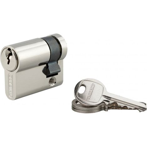 Demi-cylindre ECO nickelé 30 x 10 mm – Mécanisme 5 goupilles – Panneton anti-arrachement – 3 clés en acier nickelé (1/3)