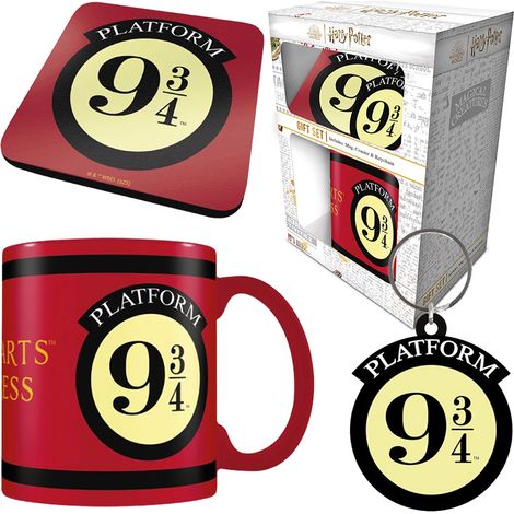 Pyramid International Harry Potter - Juego de regalo de plataforma de 9 3/4 pulgadas, incluye taza, posavasos y llavero de 312 ml, ideal para coleccionistas, talla única