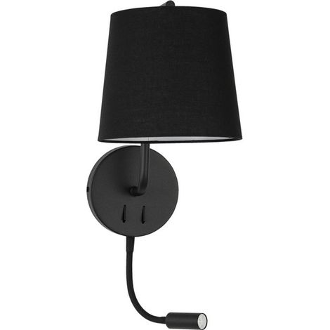 Merano Cavendish Liseuse Noir Aluminium Noir Tissu Abat-jour Commutable LED E27 LED 1x3W 190Lm 220 Volt