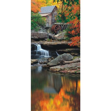 Autumn mill, intissé photo mural, 90 x 202 cm, 1 part (1/3)