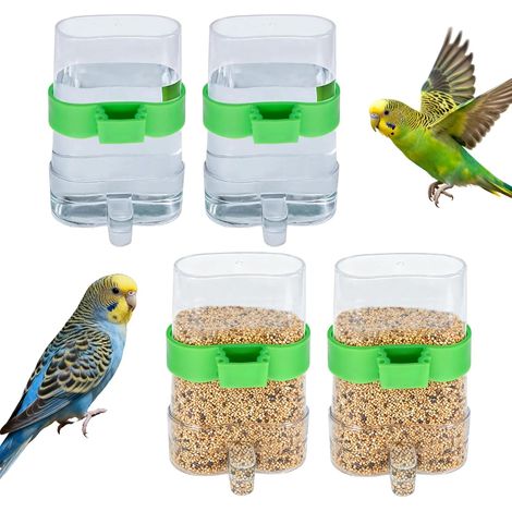 Distributeur Eau Oiseau - 4 Pièces - PP Transparent - 220ml - Automatique - Cage Perroquet (1/5)