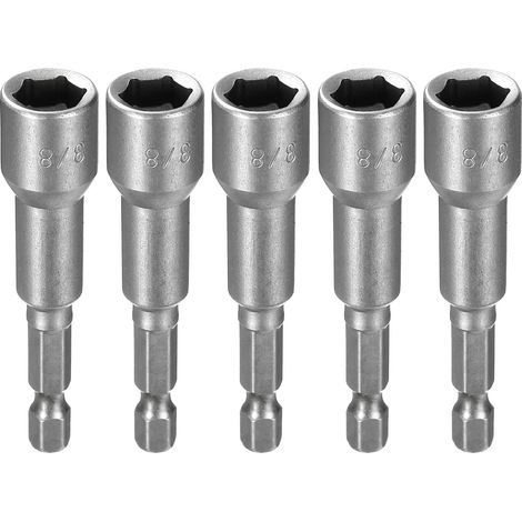 Lot de 5 Embouts de Tournevis Douille 6 Pans 3/8" Argent (1/5)