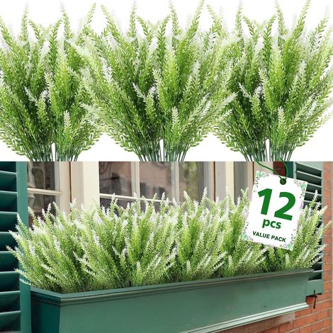 Fleurs de lavande artificielles, 12 lots, résistantes, aux UV, ne se décolore pas, Imitation plante en plastique (1/5)