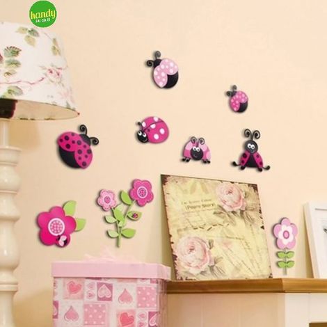 Sticker pink ladybugs Crearreda adesivo murale frasi famose natura geometrie fantasie 31x31 CM (1/2)