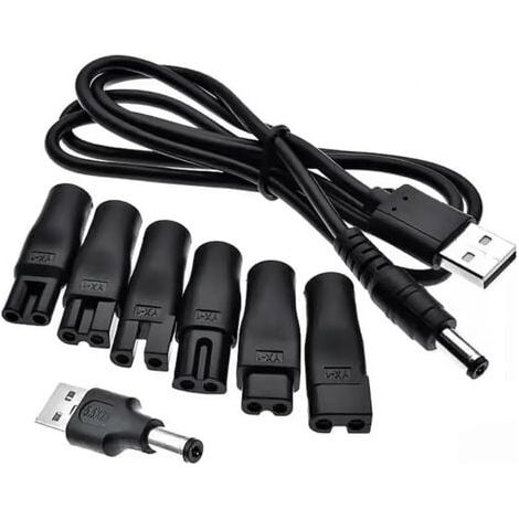 5V USB Power Cable Compatible, USB for Electric Shavers, Shaver Charger Kit, 5V Universal Shaver Charger Kit, Power Cord with 6 Types of Plugs (1/5)
