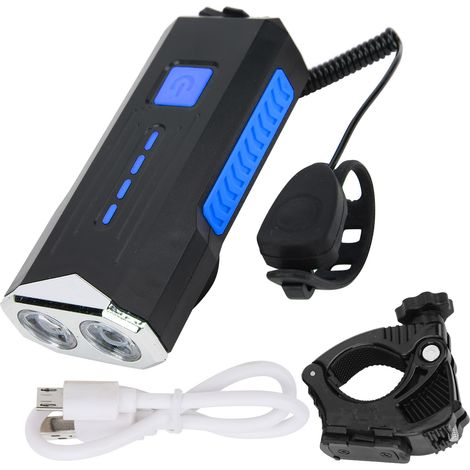Phare avant vélo étanche lampe flash corne avertisseur USB rechargeable pour cyclisme bleu (1/5)