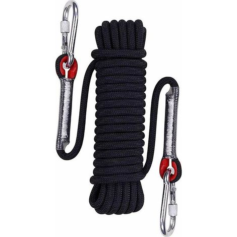 Corde d'escalade nylon tressé 15 m – Résistance 1000 kg – Pour pêche magnétique, camping et randonnée – Mousquetons inclus (1/5)