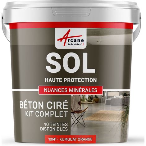 Béton ciré sol en kit, primaire et vernis de finition inclus - 10 m² (en 2 couches) Kumquat Orange - ARCANE INDUSTRIES