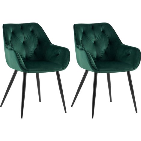 Set de 2 Sillas para salón Cassis en terciopelo Verde Terciopelo (1/5)