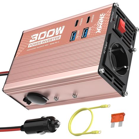 300W Convertisseur 12V 220V, Onduleur Sinusoïdale Modifiée, Convertisseur de Tension Voiture avec Deux Ports USB, Deux Ports USB-C, Prise Secteur, Léger pour Voiture, Camping-Car, Voyage (1/5)
