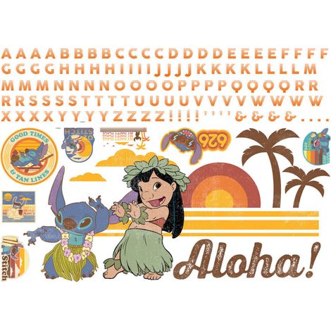 Sticker Mural Géant Lilo et Stitch avec lettres de l'alphabet pour personnaliser (1/3)