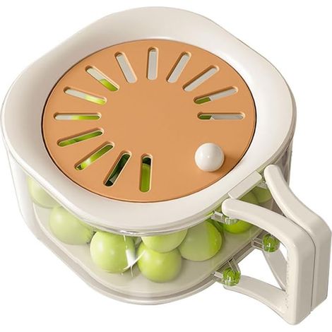 Bol de Lavage de Fruits,Panier de Conservation Égouttant Amovible avec Poignée Pliante Cachée et Couvercle pour le Lavage des Fruits et Légumes,Drainage et le Stockage Frais (1/5)