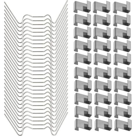 100 pezzi di clip in acciaio inossidabile per vetro (50 pezzi di clip in filo metallico per vetro e 50 pezzi di clip in vetro a Z) (1/4)