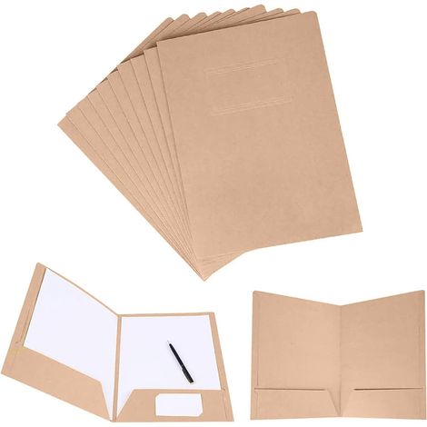 Chemise Documents A4, 12 Pièces Chemises à Projet A4 avec 2 Poches, Dossier Rangement Documents Carton, Chemise Kraft Dossier, pour Société, Bureau, Maison, Scolaire(310 235 mm) (1/5)