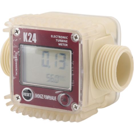 Débitmètre numérique à turbine 20 bar, haute précision, affichage LCD, filetage mâle G1, débitmètre de carburant numérique avec 4 unités de mesure (1/5)