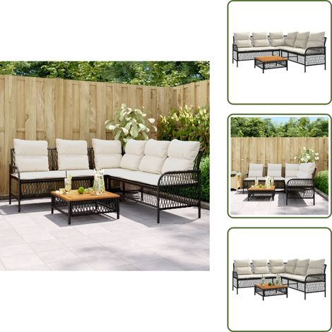 The Living Store Canapés de jardin 2 pcs avec coussins Noir Résine tressée - Ensemble Salon De Jardin - Meubles De Jardin - Canapé Extérieur - Set De Salon De Jardin - Mobilier De Jardin (1/5)