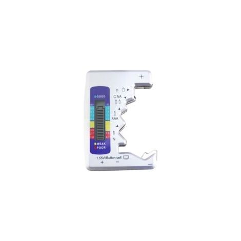 Probador de baterías digital universal Mini LCD Comprobador de capacidad para baterías C AA AAA DN 9V 1.5V de botón pequeñas (plateado) - Crezuo