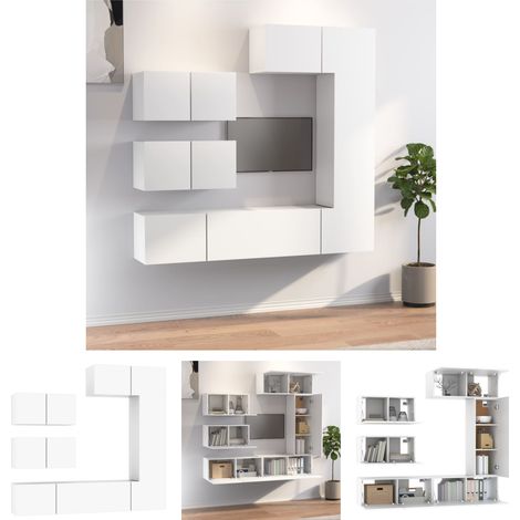 The Living Store 6-tlg. TV-Schrank-Set Weiß Holzwerkstoff - TV-Möbel (1/5)