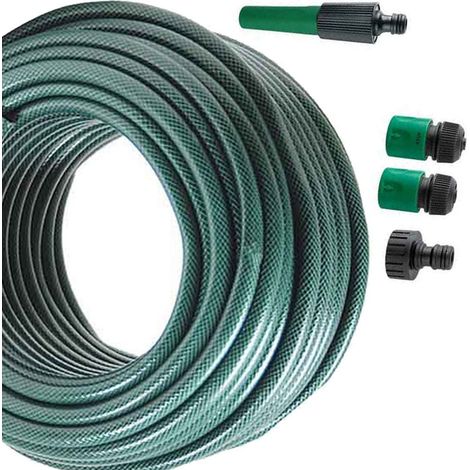 Trade Shop - Tubo De Riego Largo De Jardín 15 Metros Con 4 Accesorios De 1/2 "verde - (1/2)