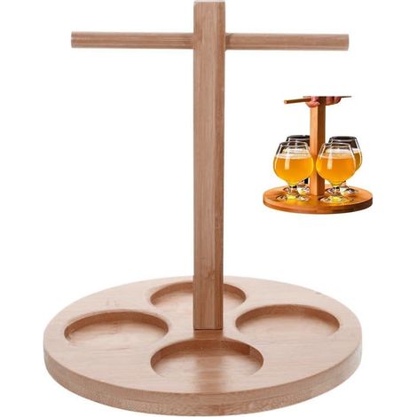 Plateau De Service En Verre De Bière, Dégustation De Bois, 6 Fentes, Vols De Bière, Échantillonneur, Plateau De Service, Ensemble De Service En Verre, Plateau De Service De Bière, Accessoire De Bar (1/5)