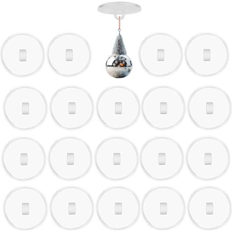 20 ganchos de techo sin taladrar, adhesivos transparentes con ojal, para decoración de paredes. (1/5)
