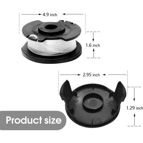 Lot de 4 Bobines de Fil de Rechange pour Coupe-herbe GE-CT 18/28 Li, Bobine de Fil de Rechange en Nylon pour Coupe-herbe Sans Fil GE-CT 18/28 Li TC, + 1 Couvercle de Bobine TLE-03-1 (1/4)