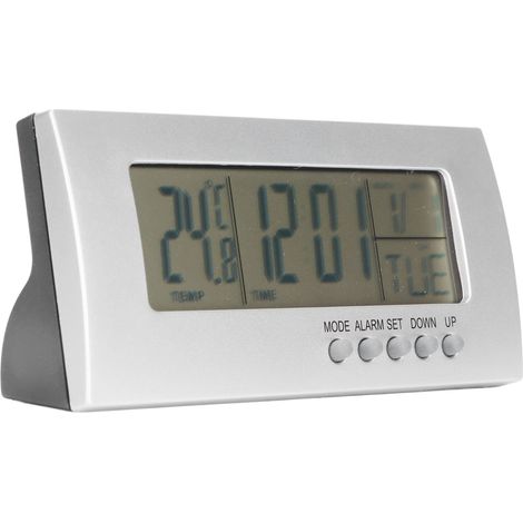 Digital Alarm Clock Thermometer Multifunctional Indoor Thermometer with Large Screen for Bedroom Living Room (1/5)