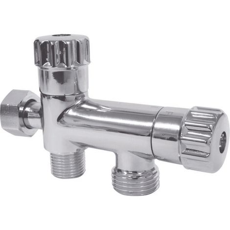 Robinet de WC 3 voies anticalcaire chromé – Raccordement douchette – Corps laiton – Manette ABS – Tête céramique insensible au calcaire (1/3)