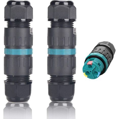 Packung mit 2 wasserdichten IP68-Kabelverbindern Ø4 mm–Ø12 mm, TÜV-geprüfte 3-polige Außensteckdose für Gartensteckdosen (1/5)