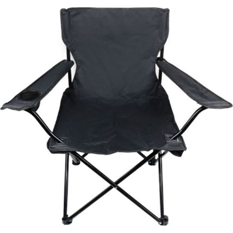 Chaise de camping pliable noir, dossier haut, capacité de charge élevée, légère et polyvalente pour extérieur (1/5)