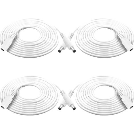 4pièces Câble de Prolongation DC,5,5mm x 2,1mm Femelle vers mâle,pour Bandes LED,caméra de sécurité DVR,routeur,adaptateurs d'alimentation 5V/6V/9V/12V/24V et Plus. (1/5)