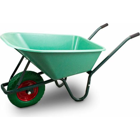Schubkarre 100L Schubkarren Schiebkarre Bauschubkarre mit PVC Wanne und PU Rad bis 250kg (Schubkarre mit PVC Mulde und PU Rad Grün) (1/5)